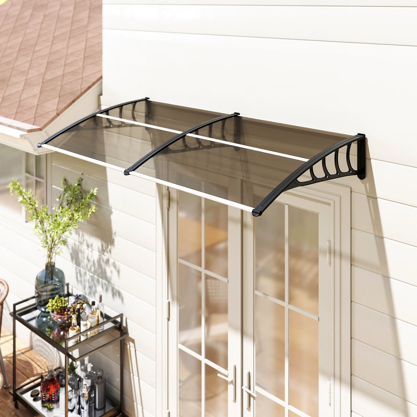 Front Door Canopy, Outdoor Awning, Rain Shelter, 200 x 96cm