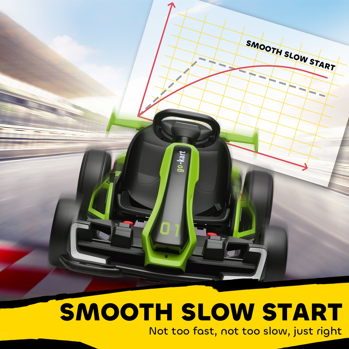 24V Electric Go Kart for Kids with Adjustable Seat for 6-12 Years