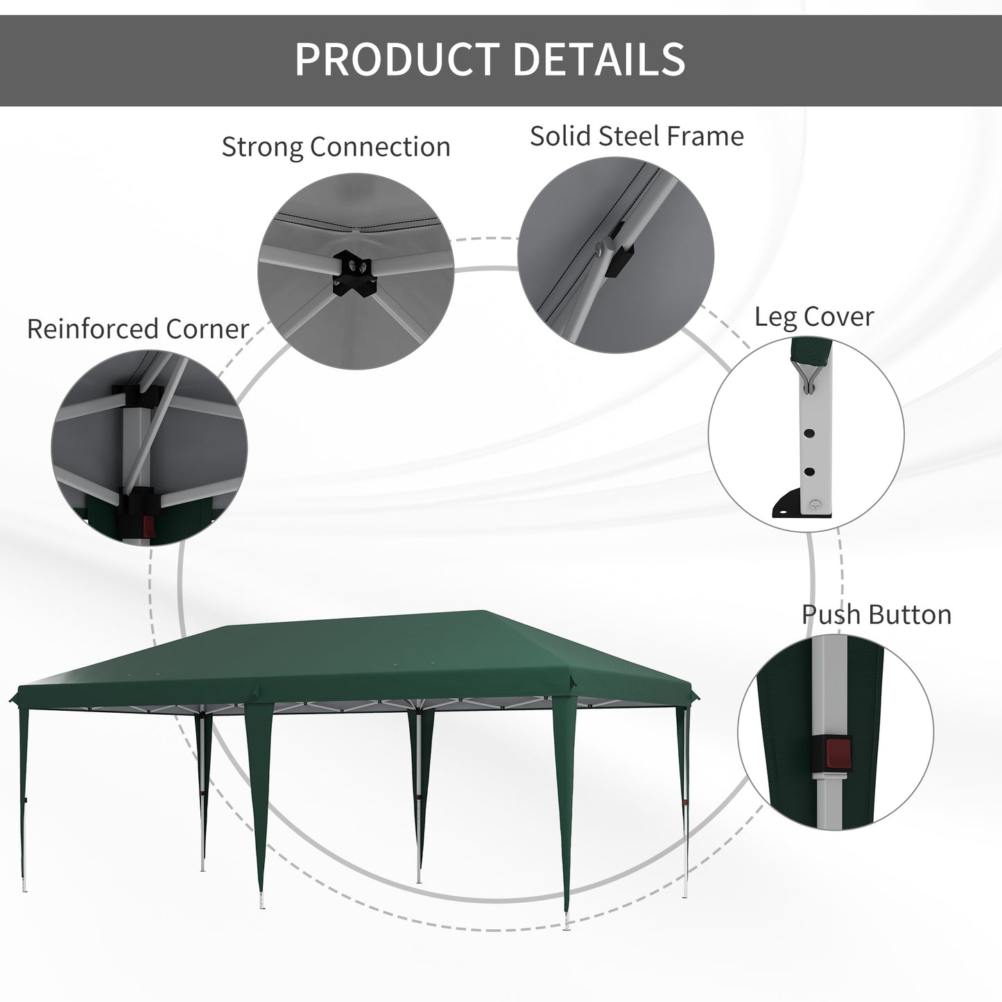 6 x 3 m Pop-Up Steel Frame Gazebo