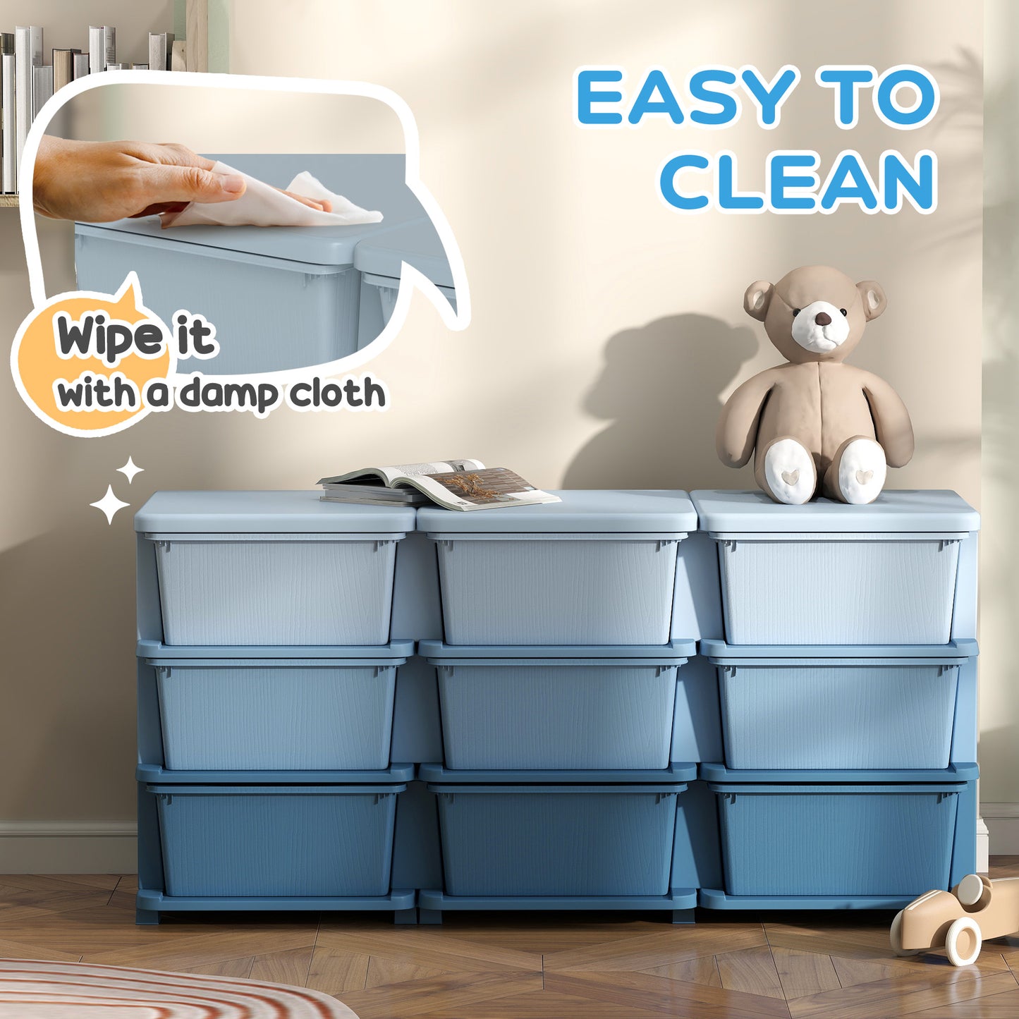 Kids Storage Unit, with Nine Drawers