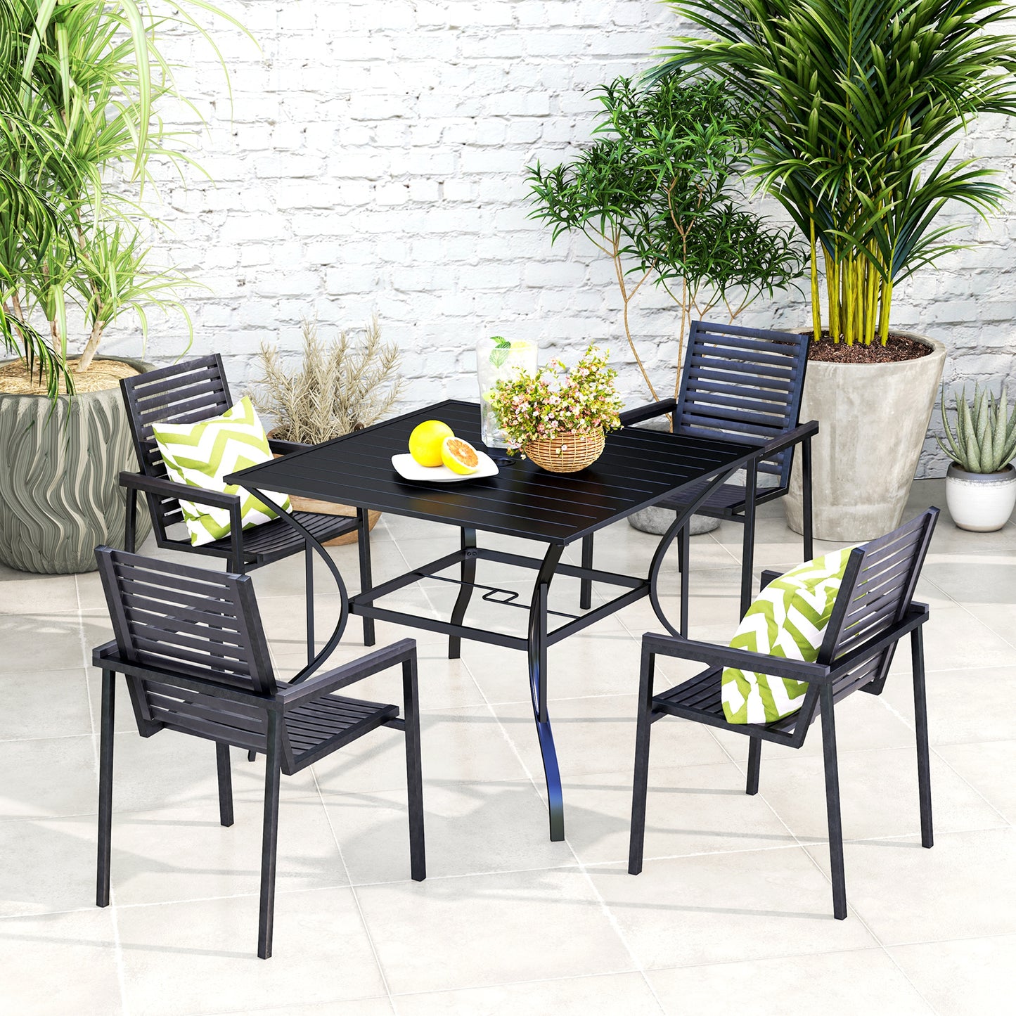 94 x 94 cm Garden Table with Parasol Hole