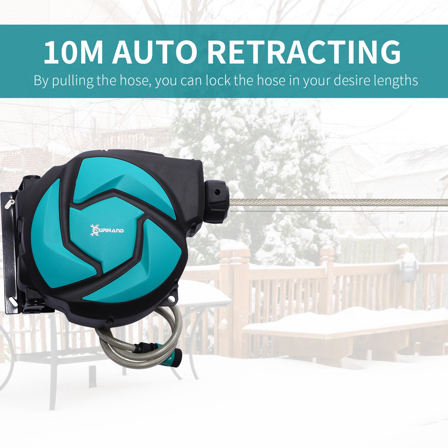 10m Garden Auto Hose Reel Wall Mounted Retractable 7 Patterns Spray