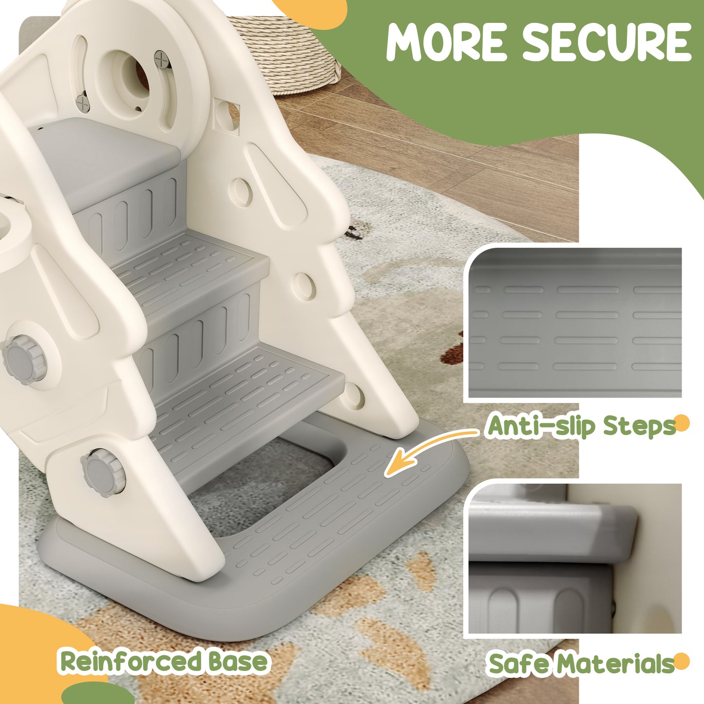 3-in-1 Kids Slide with Basketball Hoop, Climber