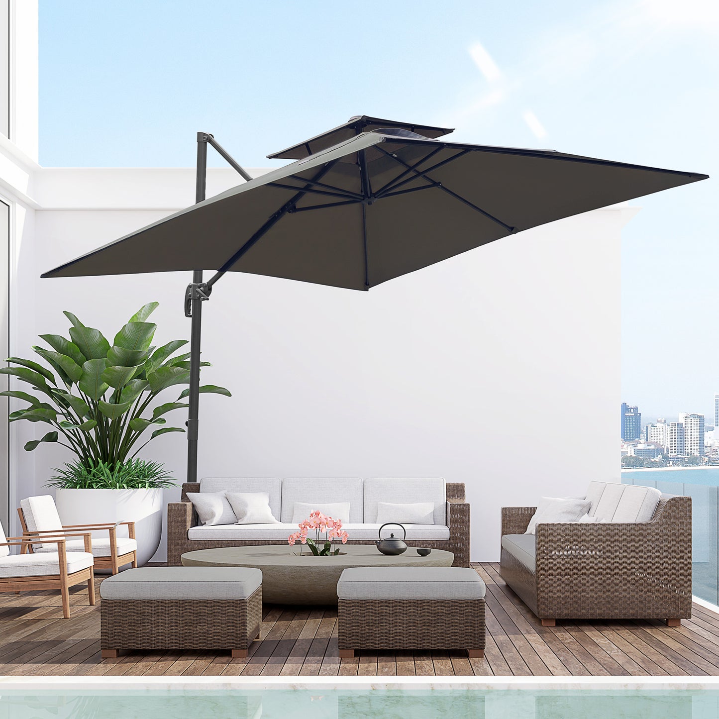 Cantilever Parasol 360 Degree Rotation Angle Adjustment Outdoor