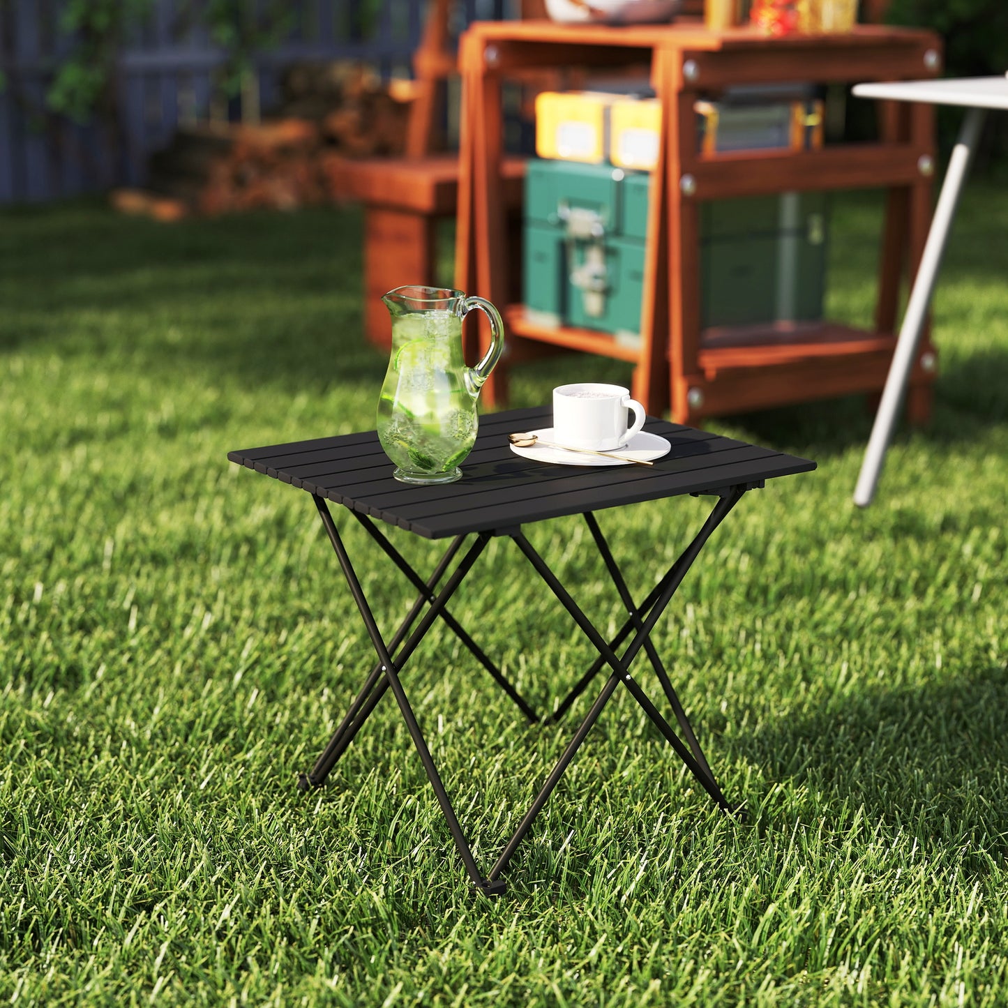 Folding Camping Table, Lightweight Metal Picnic Table with Carry Bag