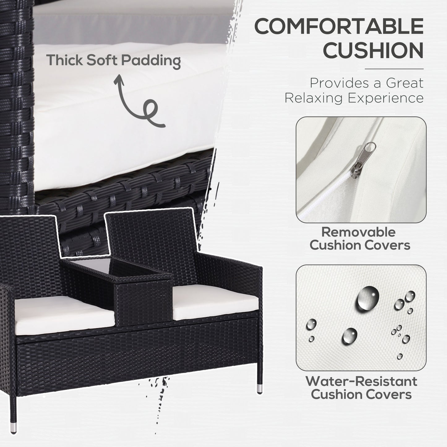 2-Seater Rattan Chair Set W/Middle Tea Table