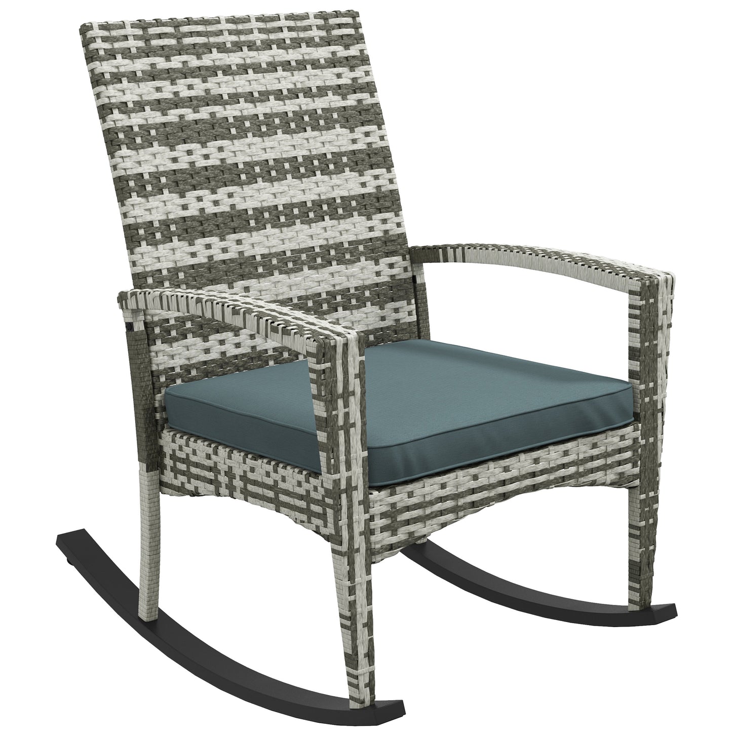 PE Rattan Garden Rocking Chair, Outdoor Rocking with Cushion