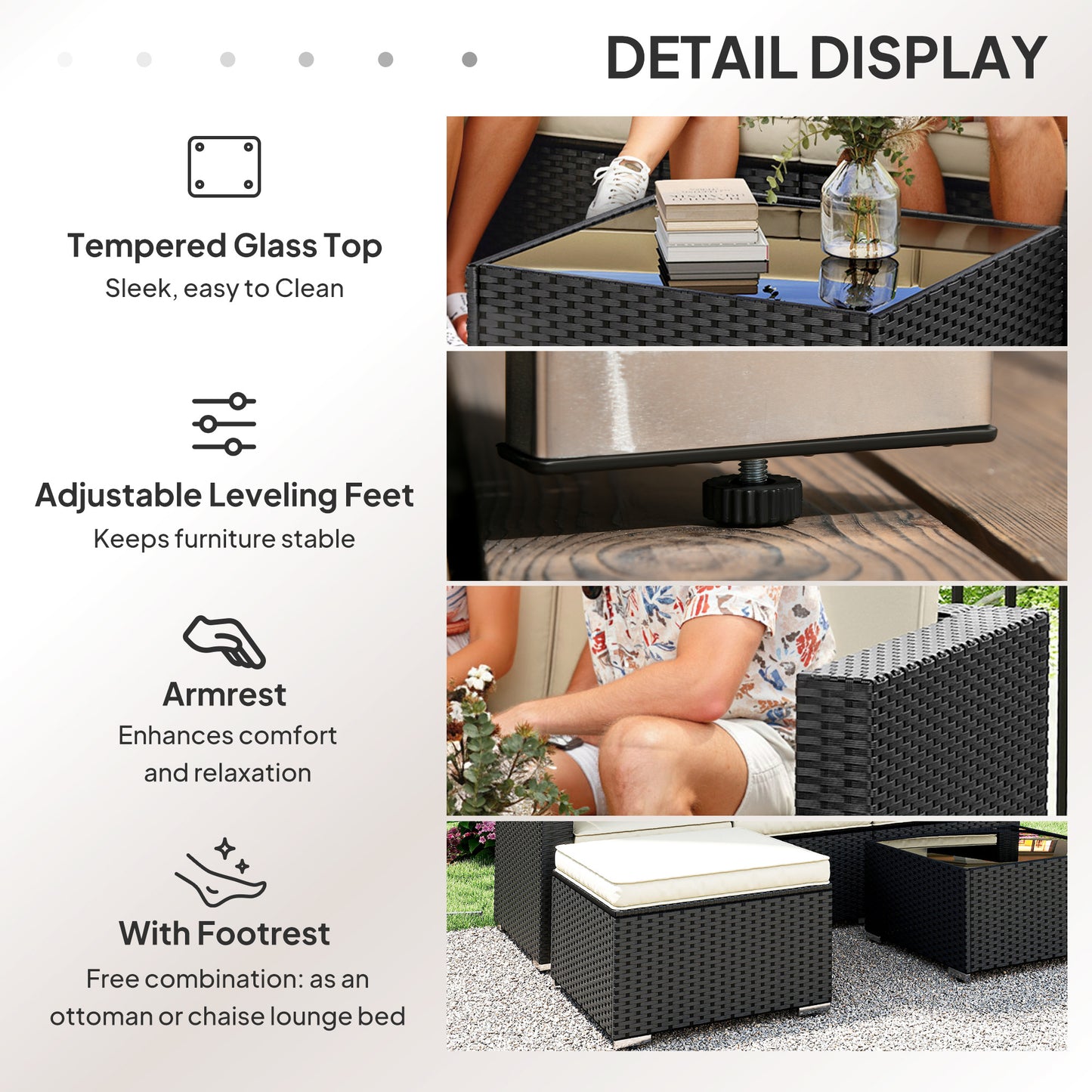 3 Pieces Garden Furniture Set w/ Cushions