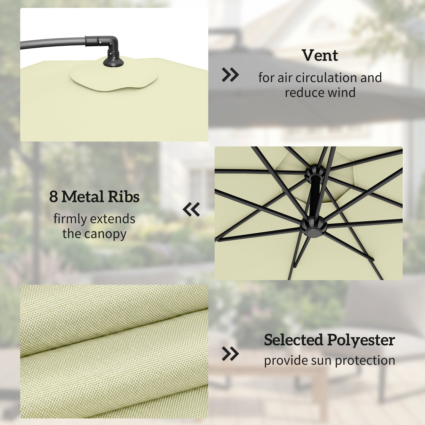3m Overhanging Cantilever Parasol, with Cross Base (1)
