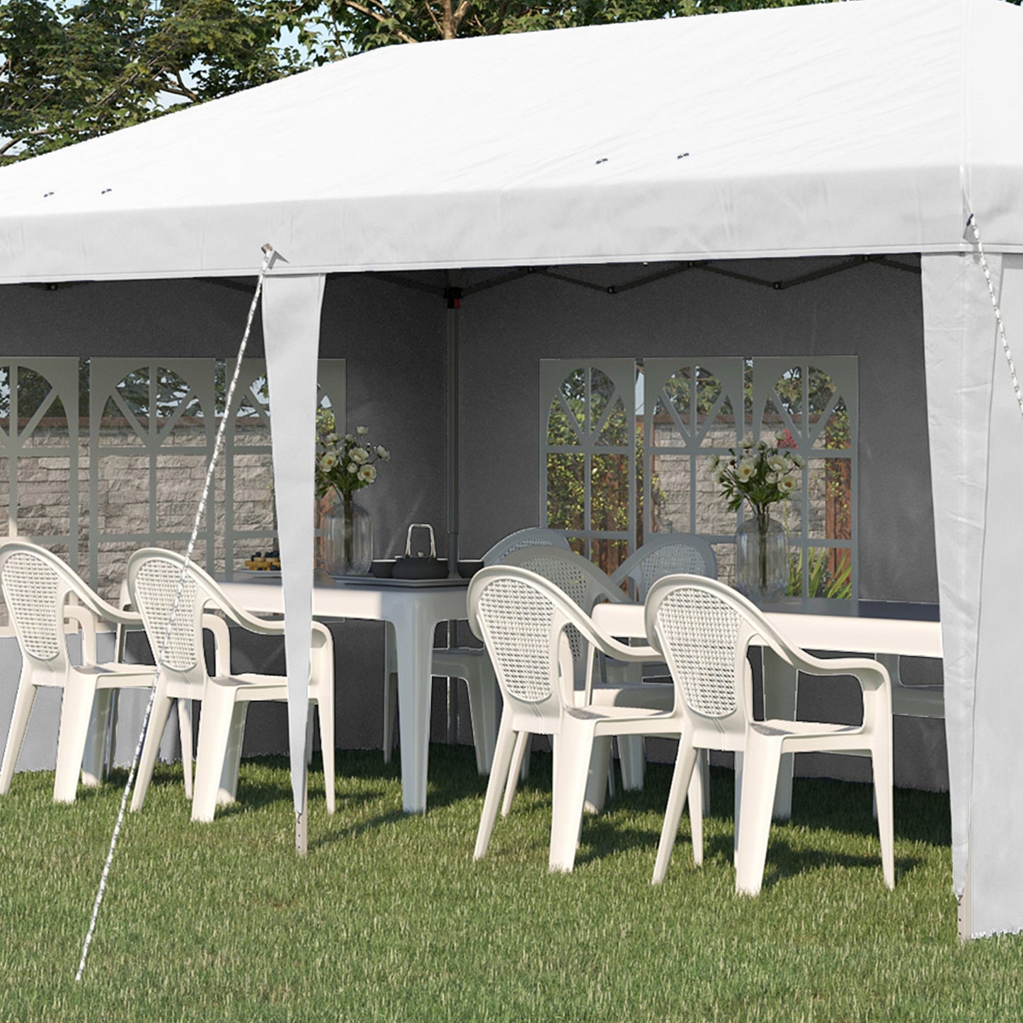 3 x 6m Pop Up Gazebo, Height Adjustable Marquee Party Tent