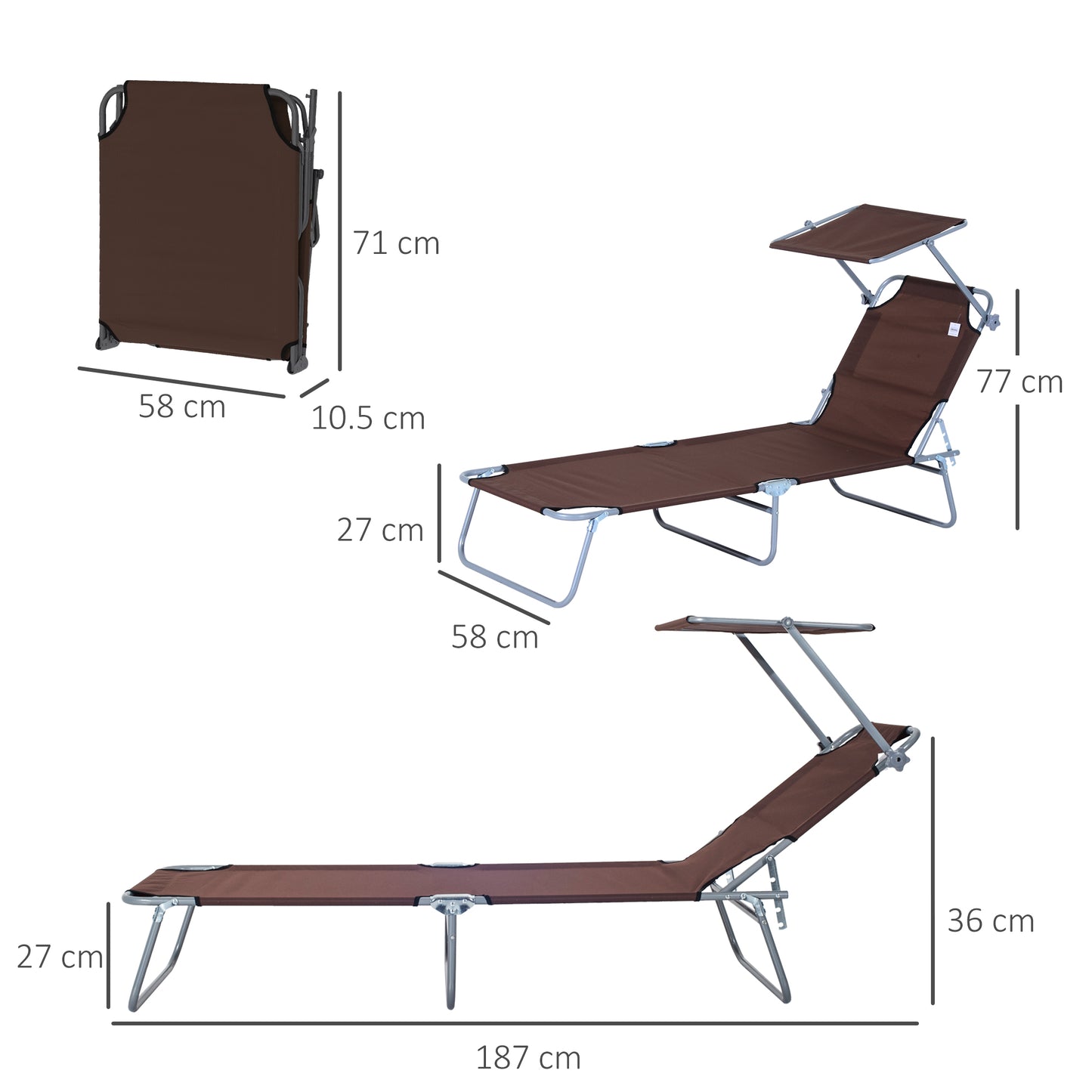 2 Pieces Outdoor Foldable Sun Lounger