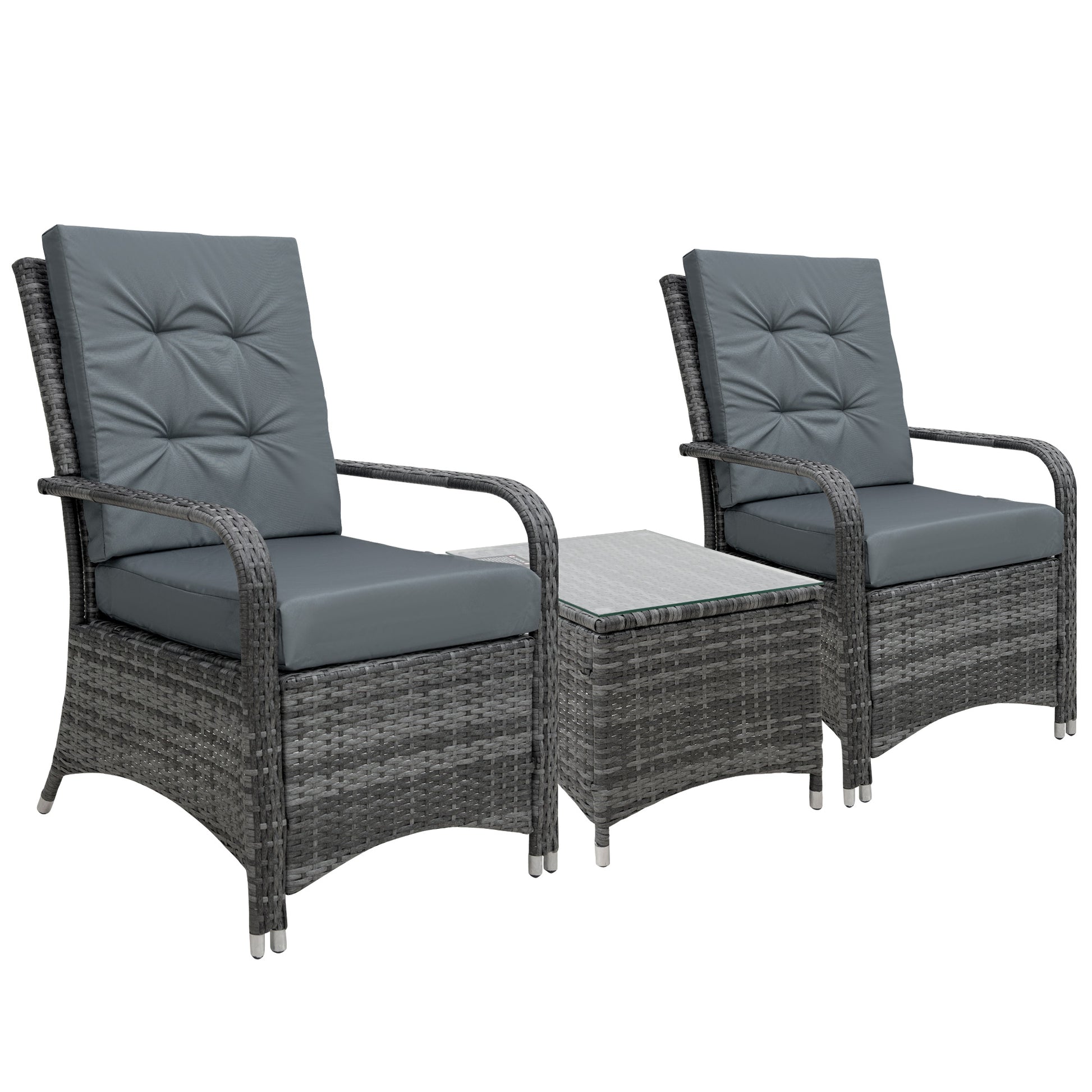 2-Seater Rattan Table Chair Bistro Garden Furniture Set Wicker