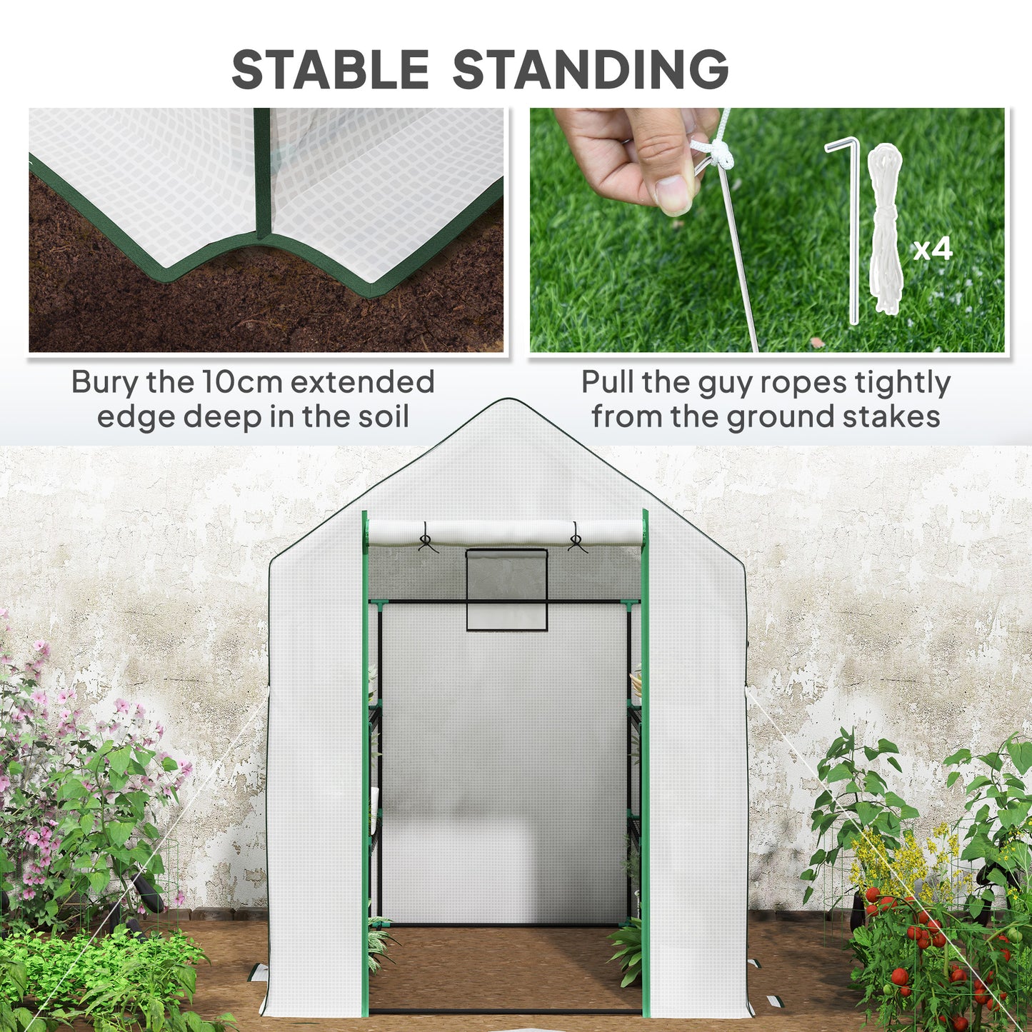 143 x 140cm Walk-In Greenhouse, with Accessories