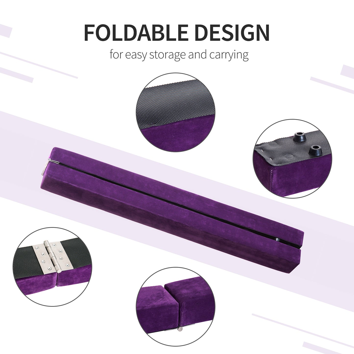 2.4M 8FT Gymnastics Folding Balance Beam Home Gym Training Exercise