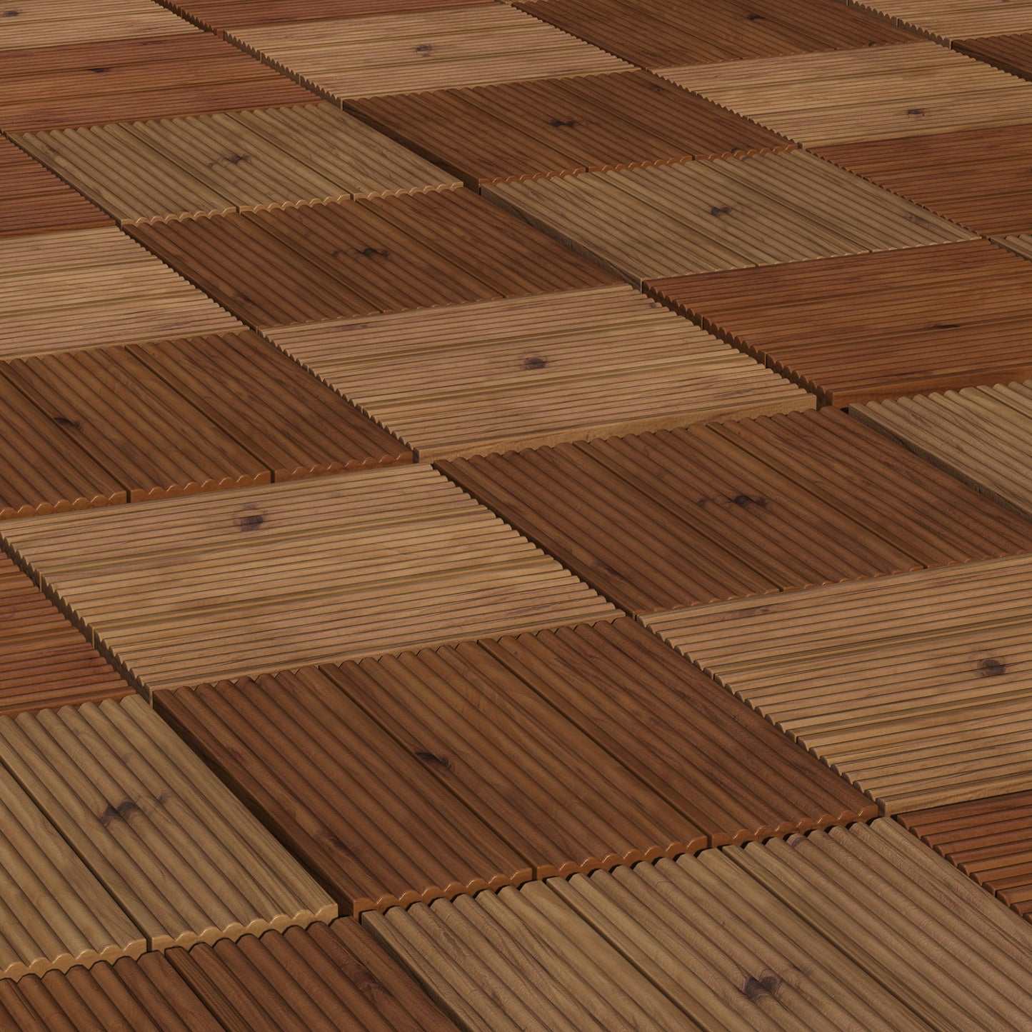 27 Pcs Wooden Interlocking Decking Tiles (2)