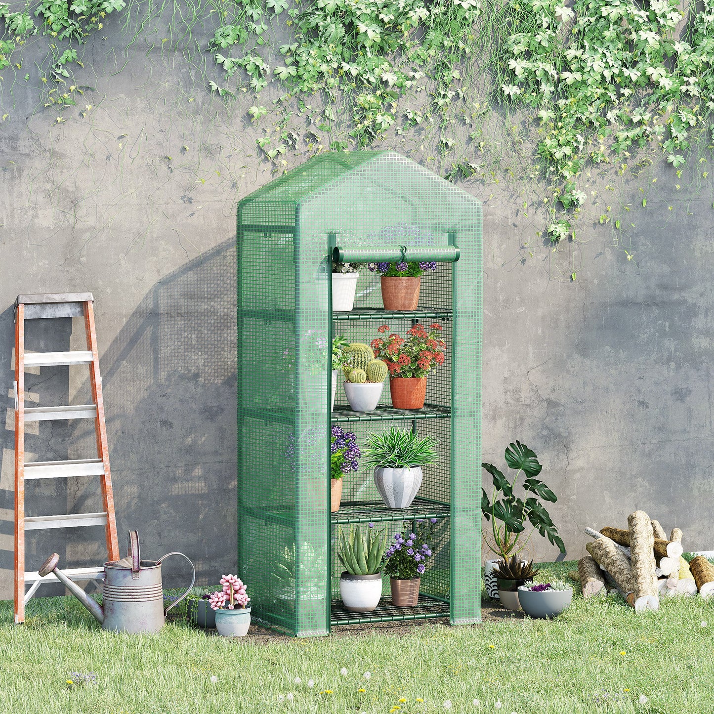 4 Tier Mini Greenhouse, Portable Compact Green House
