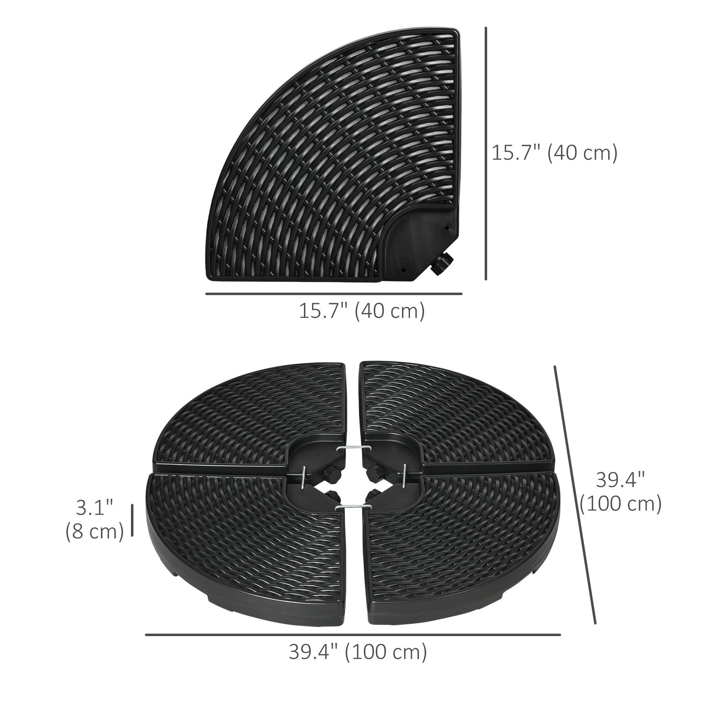 52kg Four-Piece Fillable Cantilever Parasol Weight Set