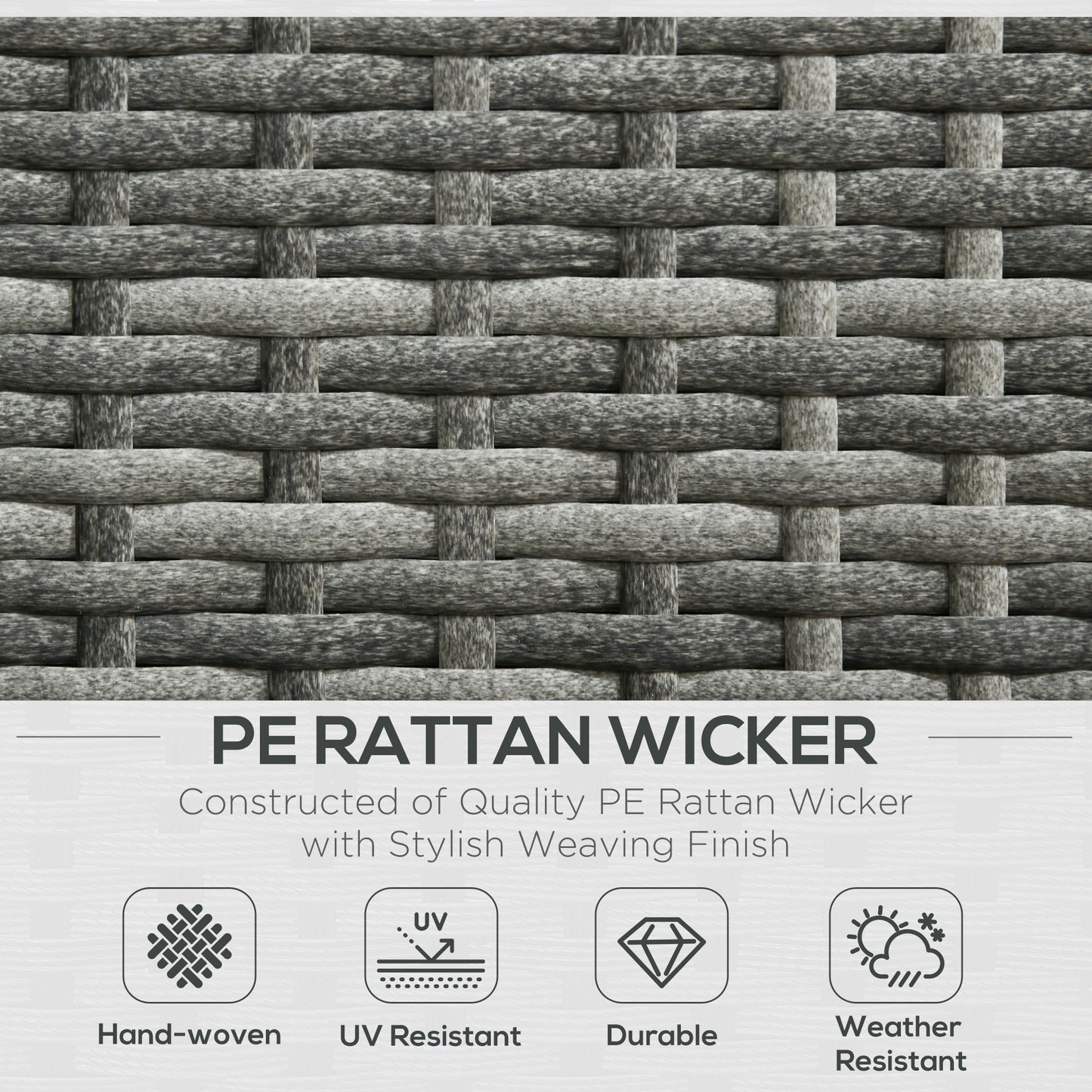 3 Pieces PE Rattan Garden Furniture Set with 10 cm Thick Cushions