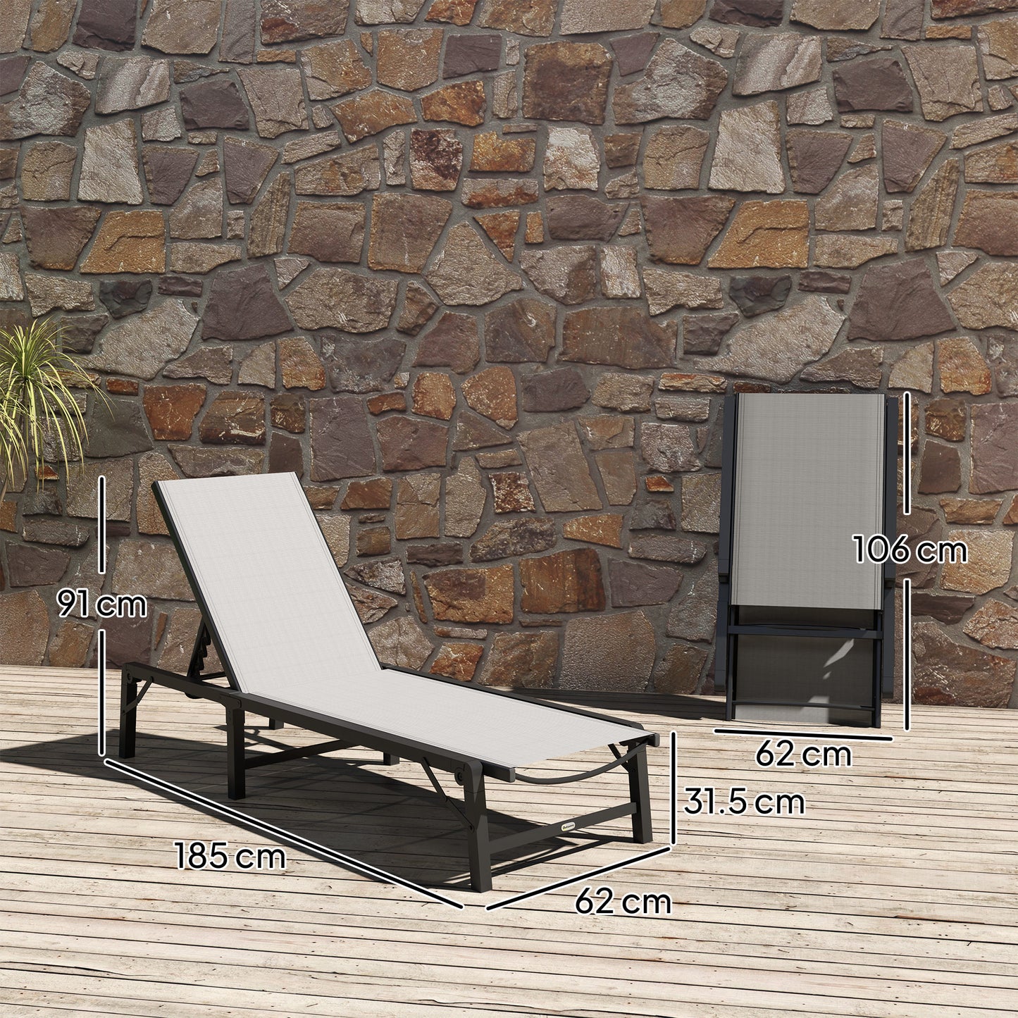 Folding Sun Lounger Set of 2