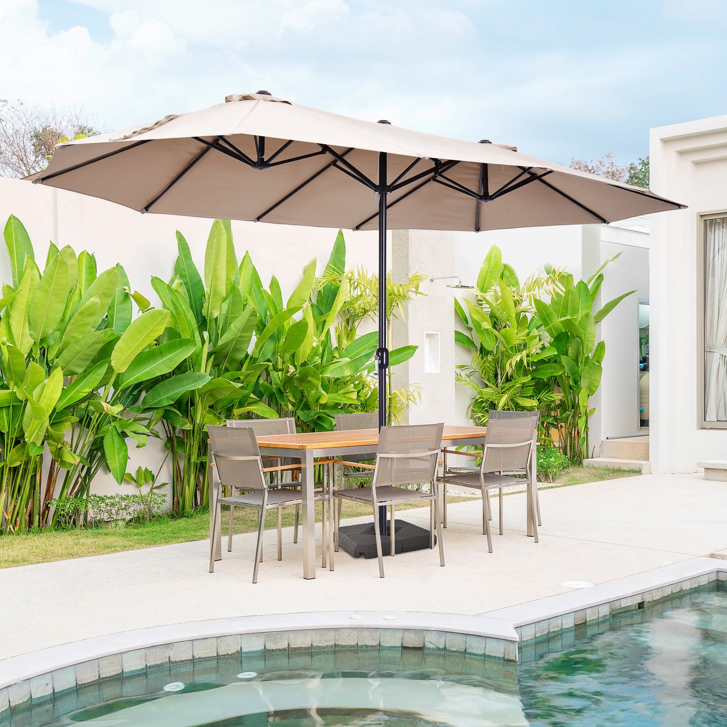 4.6m Garden Parasol Double-Sided Sun Umbrella Patio Market Shelter (1)