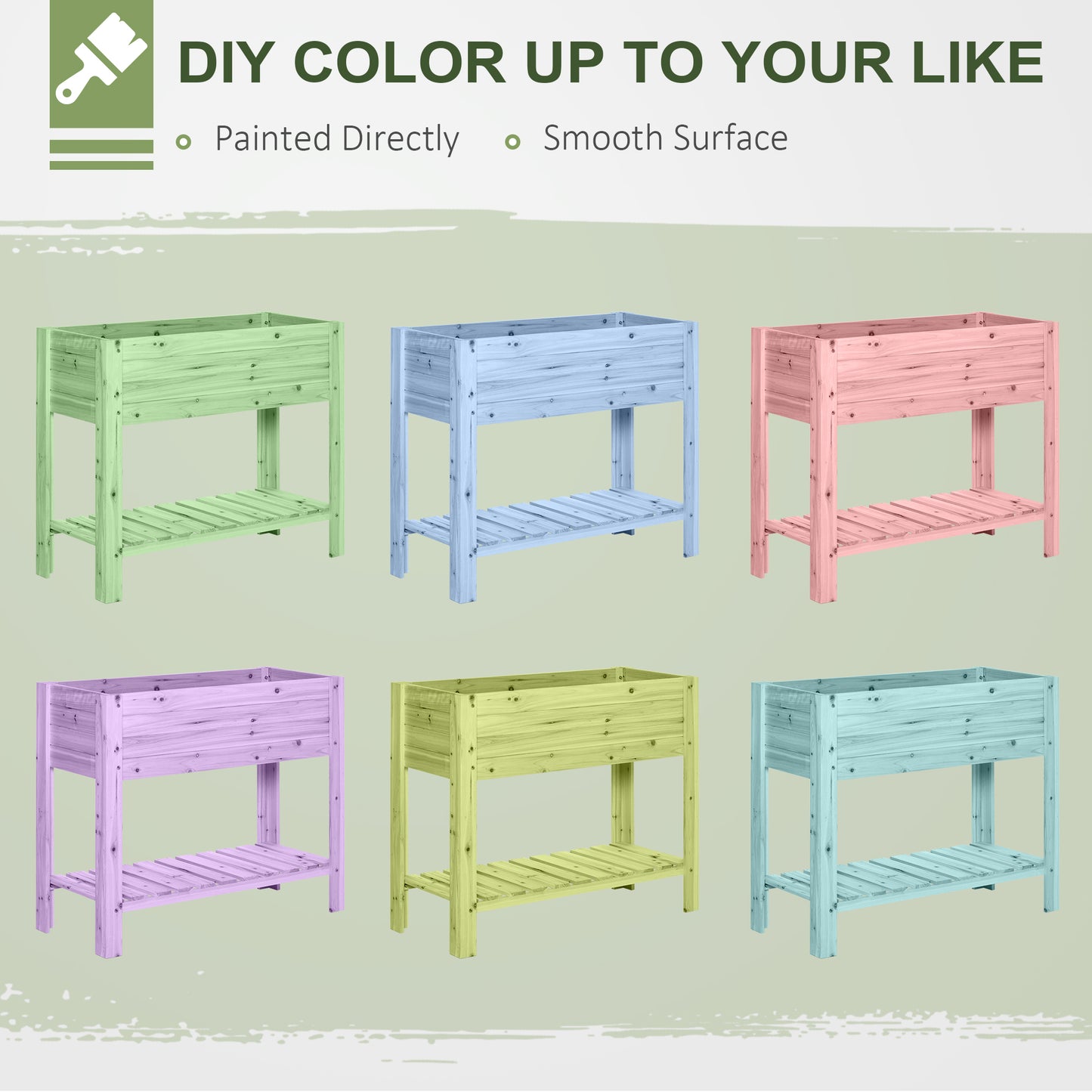 Wooden Raised Plant Stand Outdoor Flower Bed Box