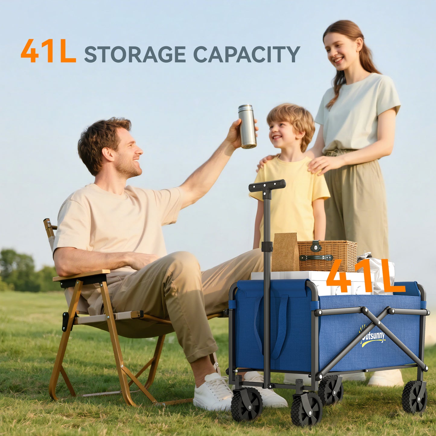 41L Festival Trolley on Wheels, Compact Garden Folding Trolley Cart