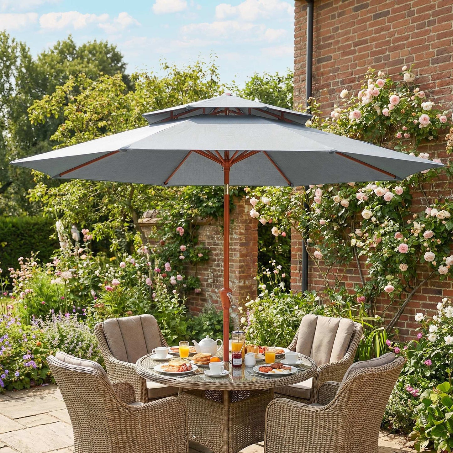 2.7 m Garden Parasol with Double Top Outdoor Market Table Umbrella