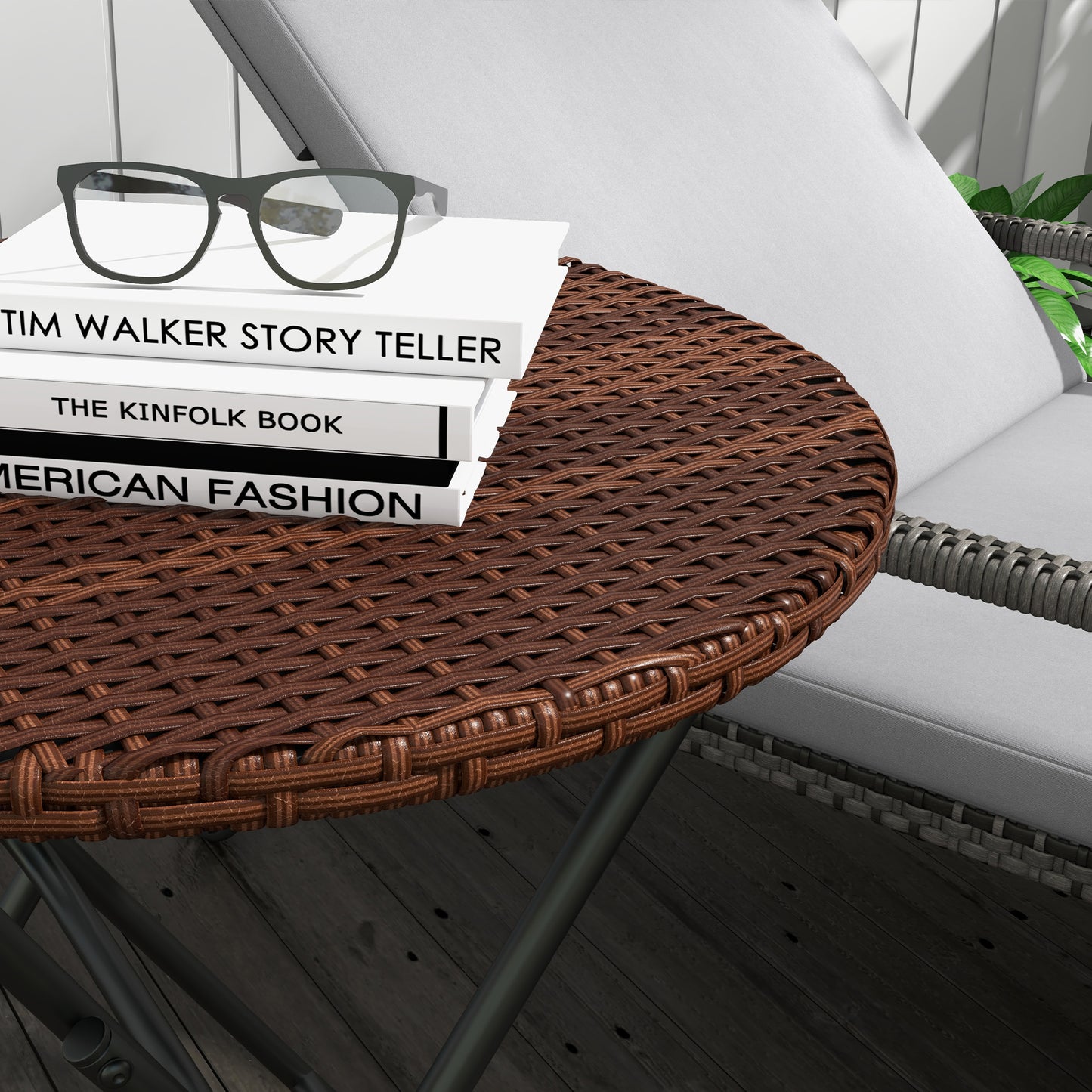 Foldable PE Rattan Outdoor Coffee Table