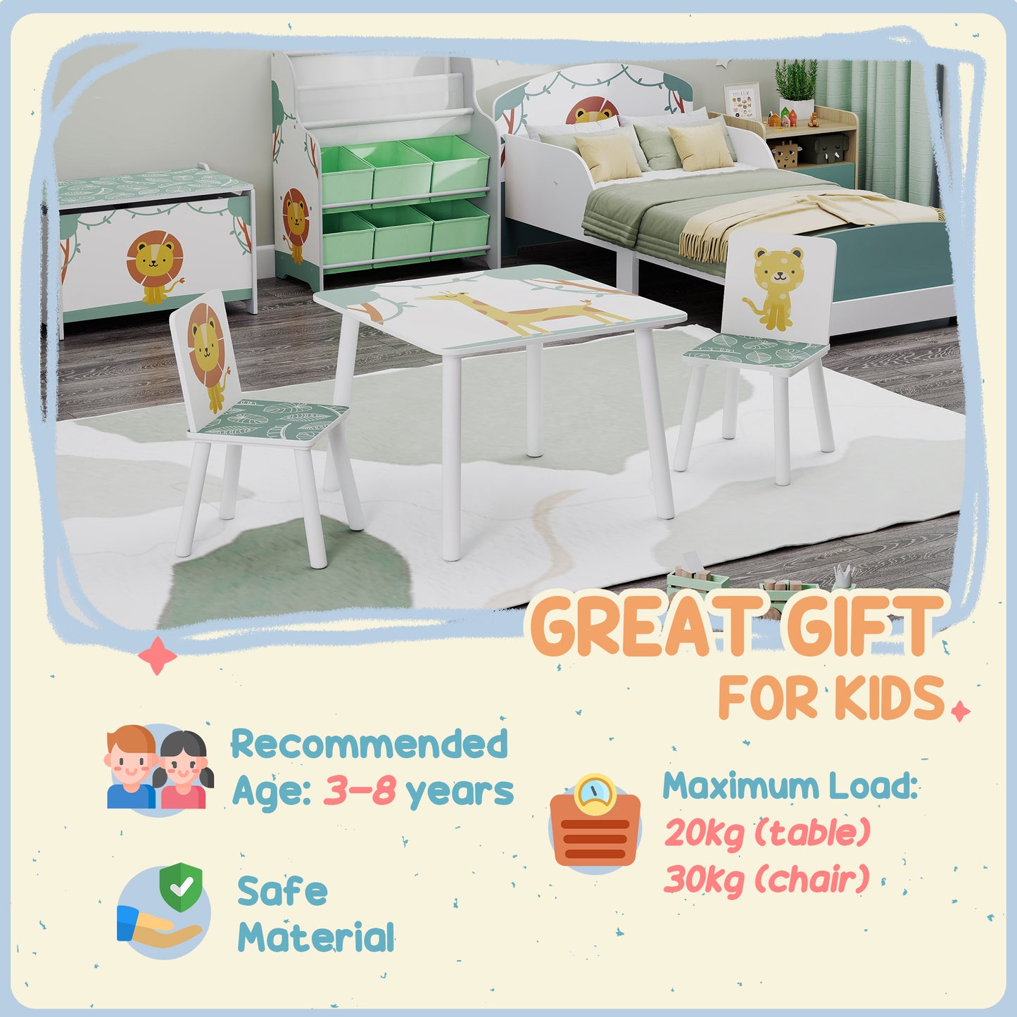 3-Piece Toddler Table and Chair Set