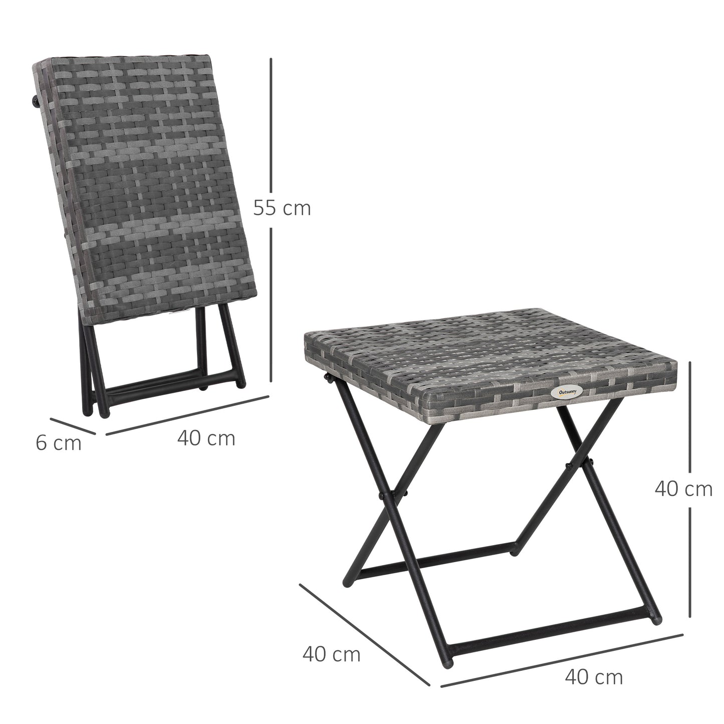 Square PE Wicker Rattan Folding Table