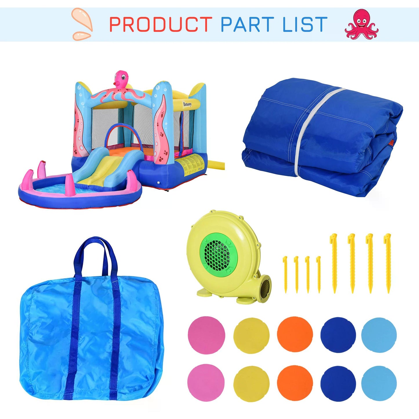 Bounce Castle Inflatable Trampoline Slide Pool Octopus Design 3.8 x