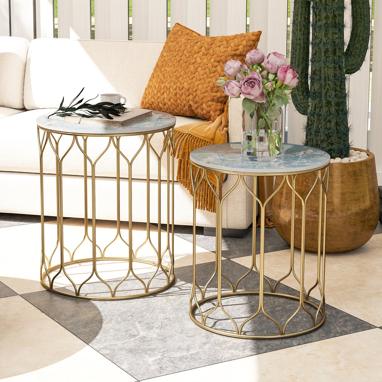Round Coffee Table Set of 2
