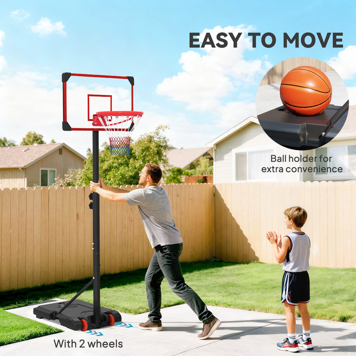 Height Adjustable Basketball Hoop and Stand with Firm Backboard