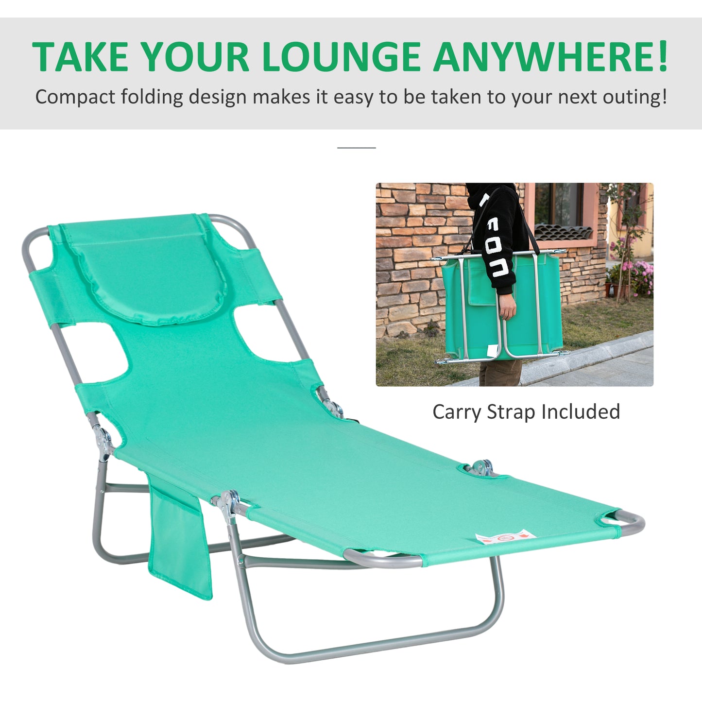 Foldable Sun Lounger with Reading Hole
