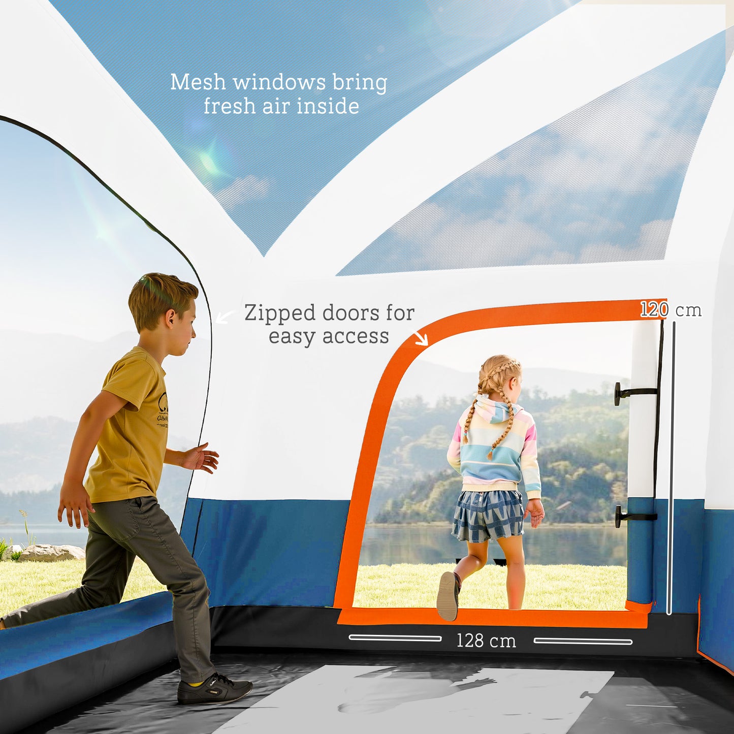 5 Man Camping Tent, Double Layer Tunnel Tent with Porch