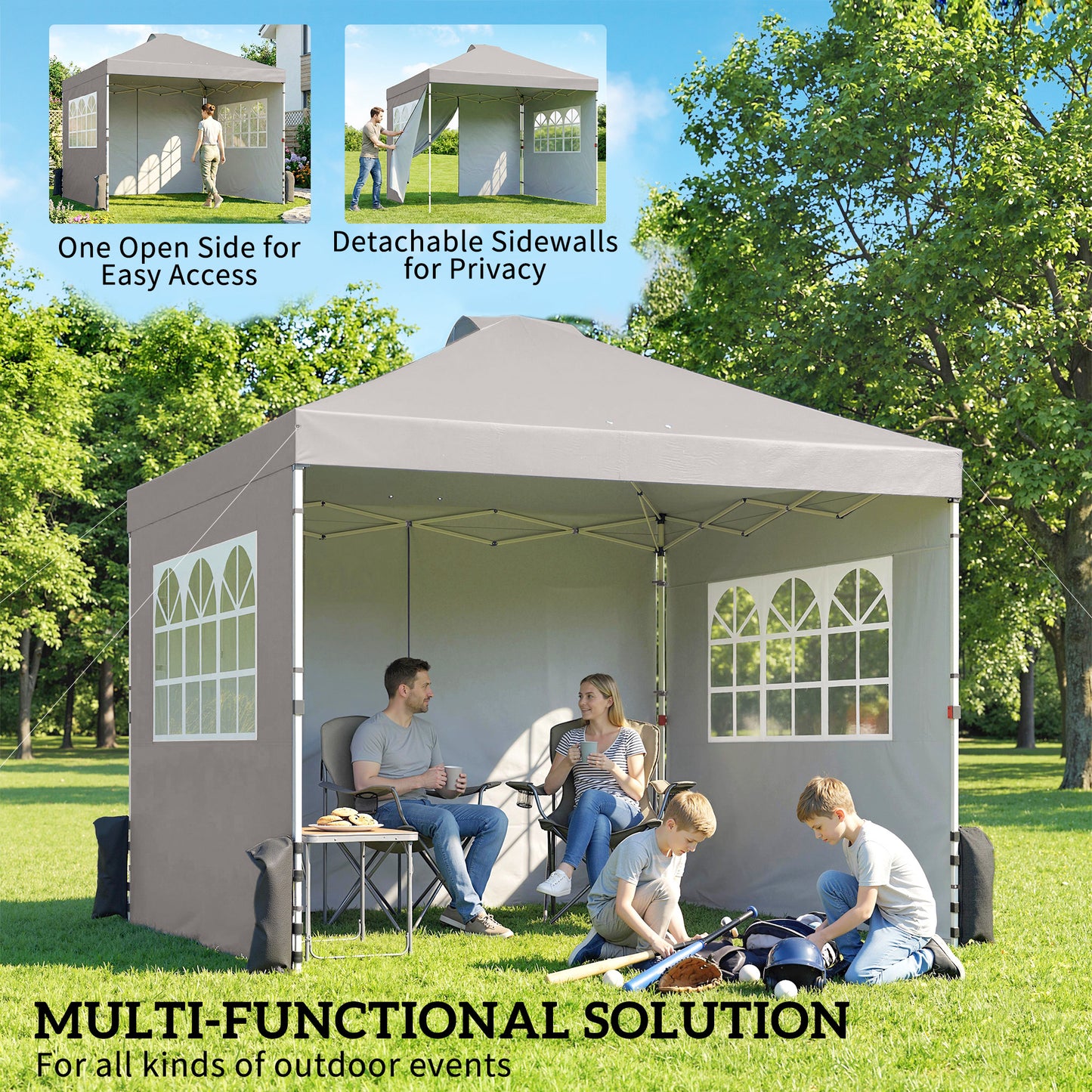 Pop Up Gazebo Waterproof Height Adjustable Canopy
