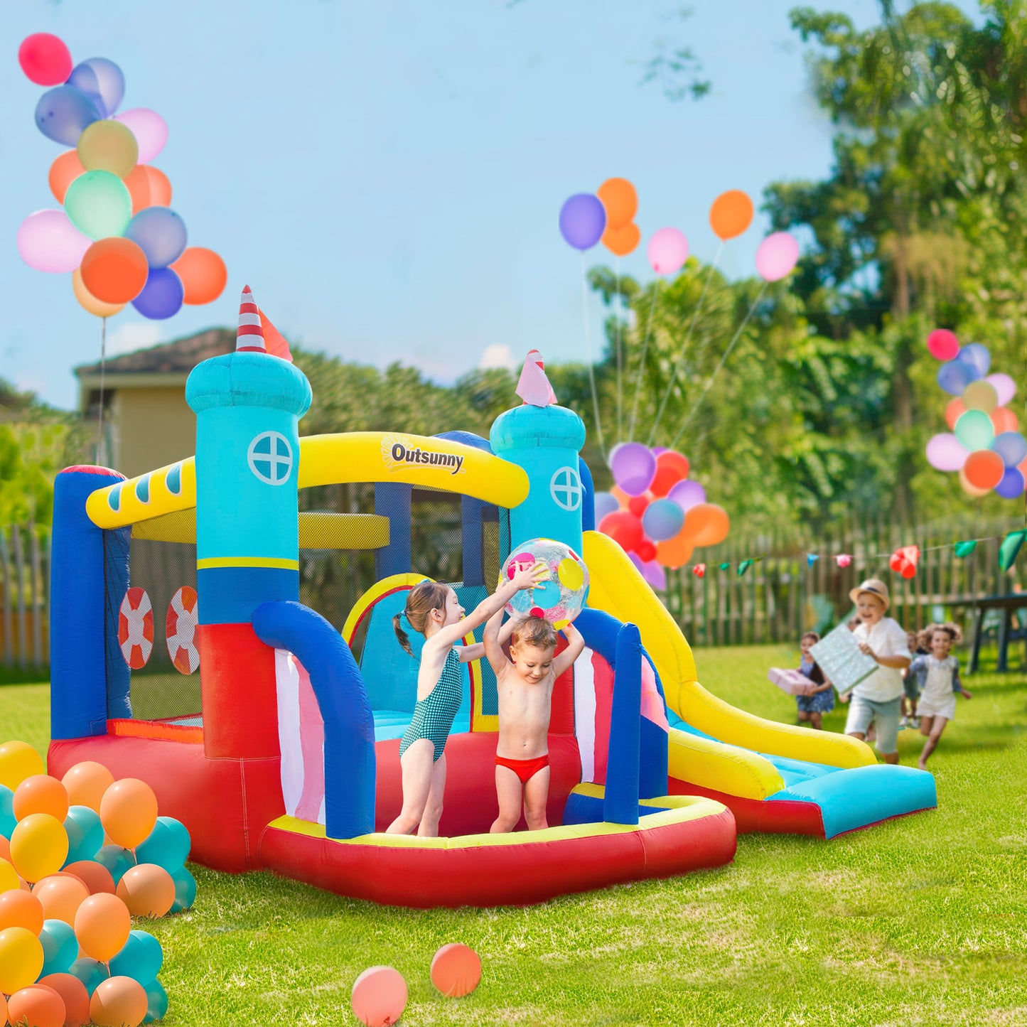 Kids Bouncy Castle, 4 in 1 Large Sailboat Style Inflatable House