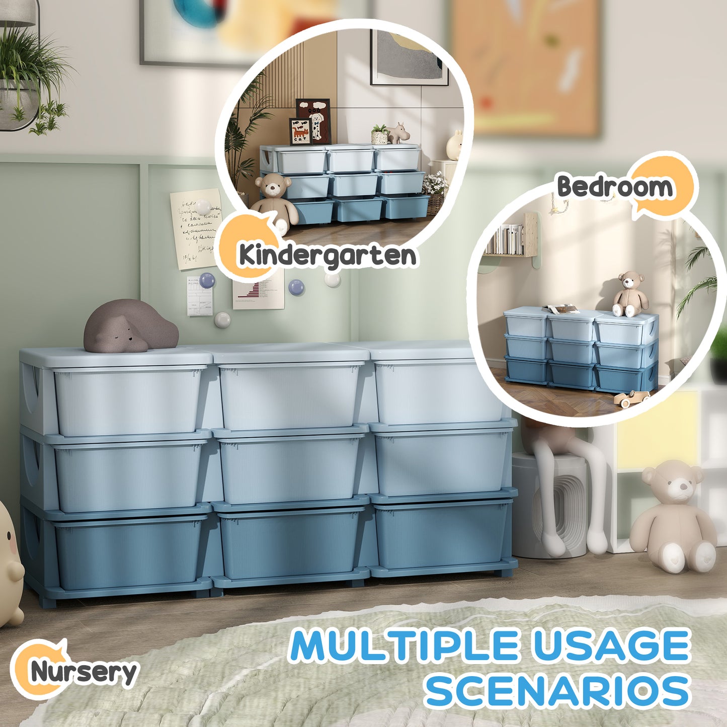 Kids Storage Unit, with Nine Drawers