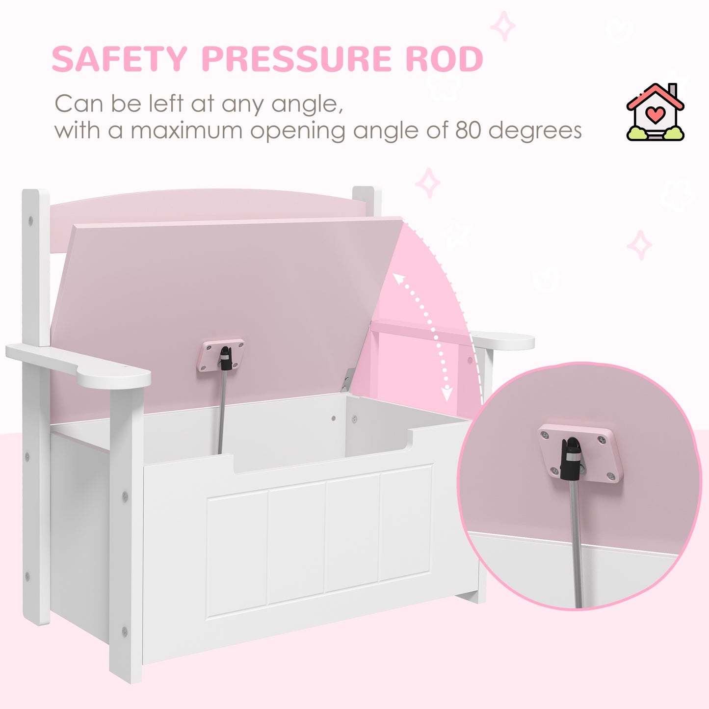 2-in-1 Toy Box for Kids with Lid for Bedroom, Nursery, Playroom