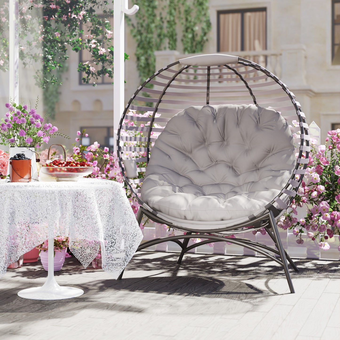 Egg Chair with Cushion & Side Pocket
