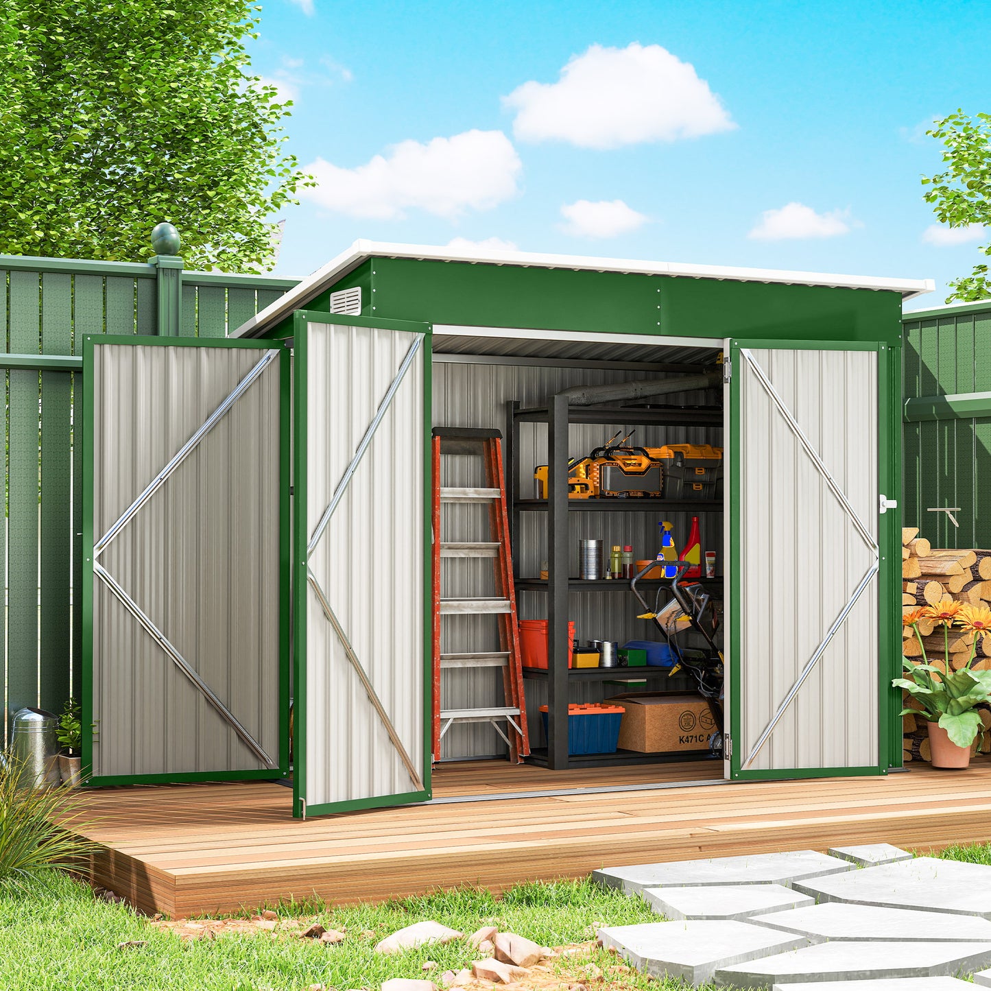 7.5 x 4.3ft Metal Garden Storage Shed