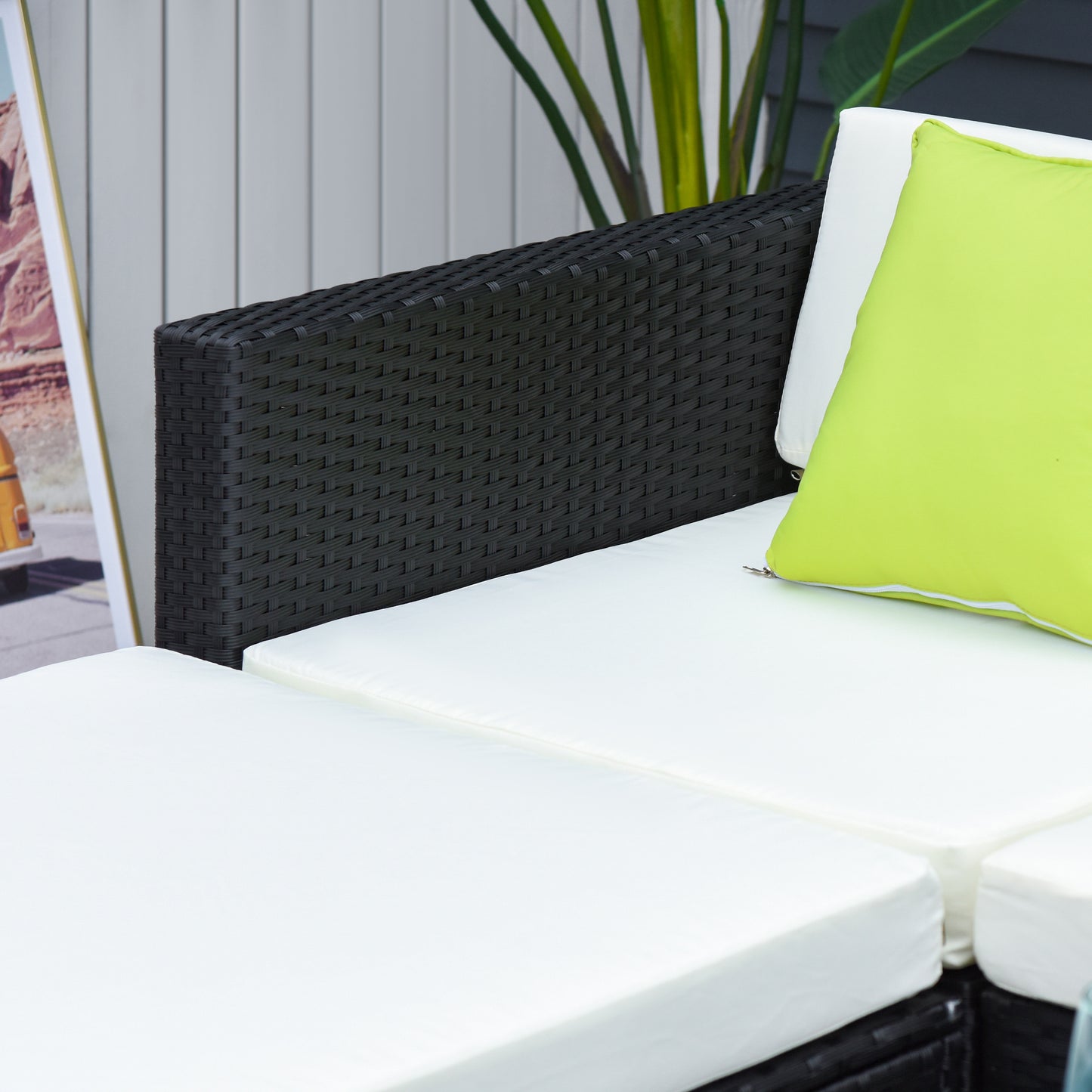 White Rattan Garden Furniture 4-Seater Outdoor Sofa Set