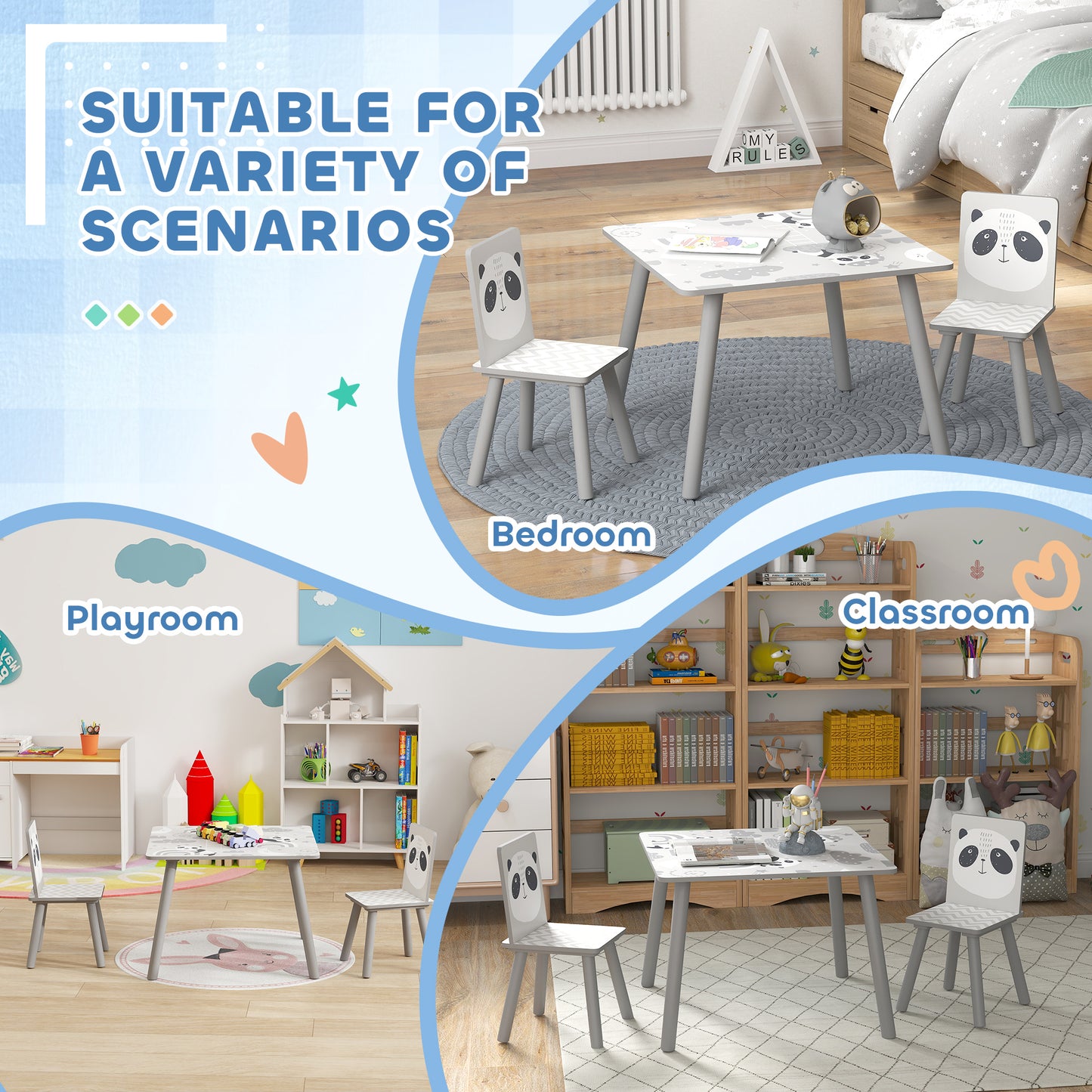 Kids Table and Chairs, Kids Storage Unit and Kids Easel Set