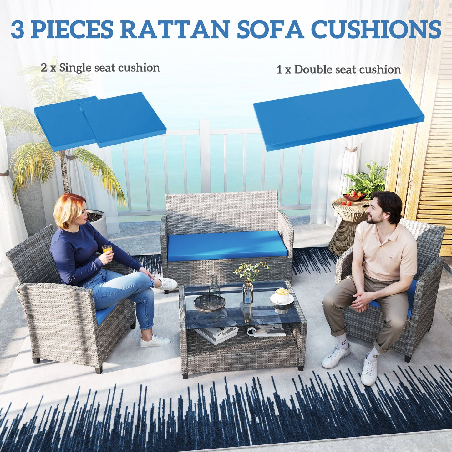 Outdoor Seat Cushion Pads for Rattan Furniture