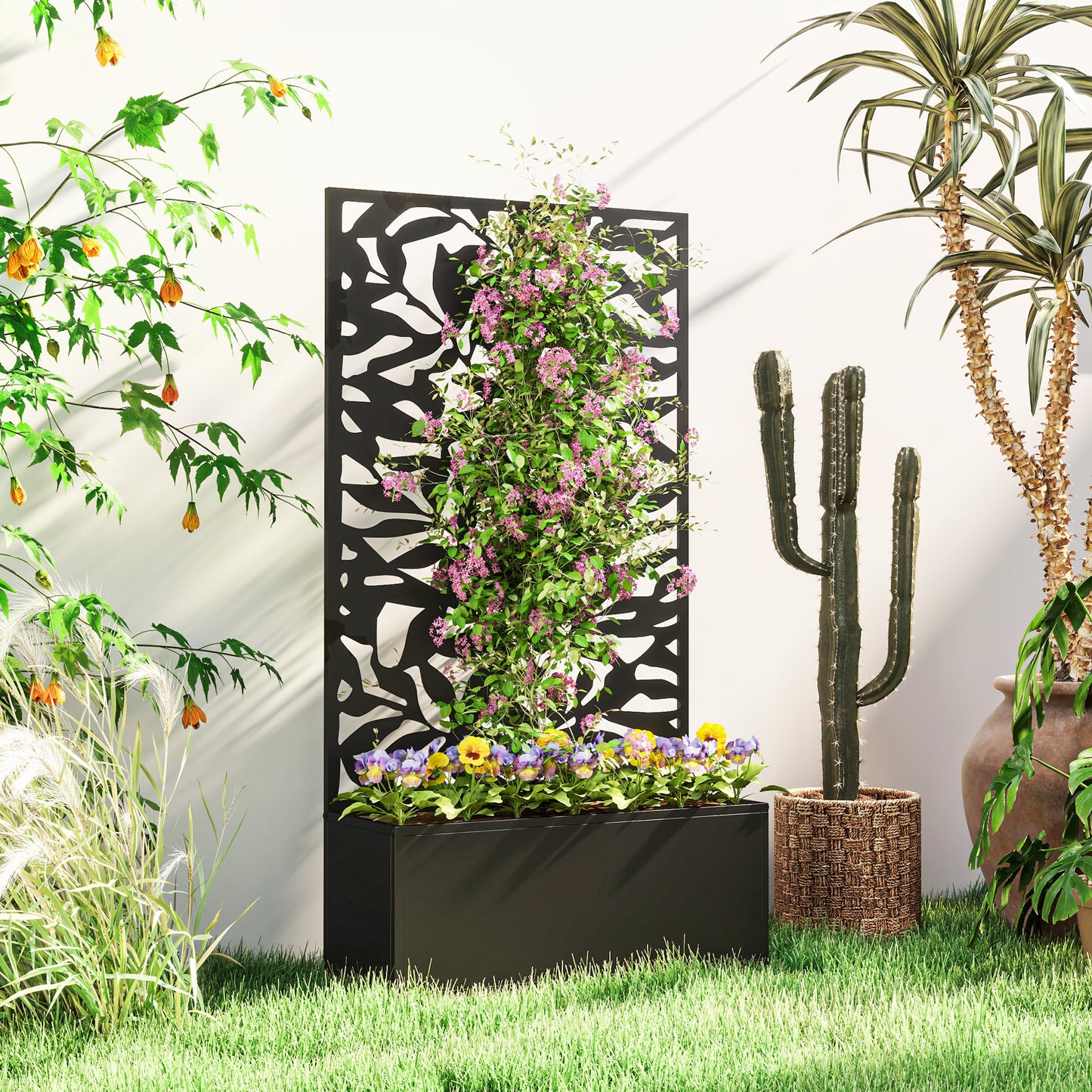 Metal Garden Bed with Trellis