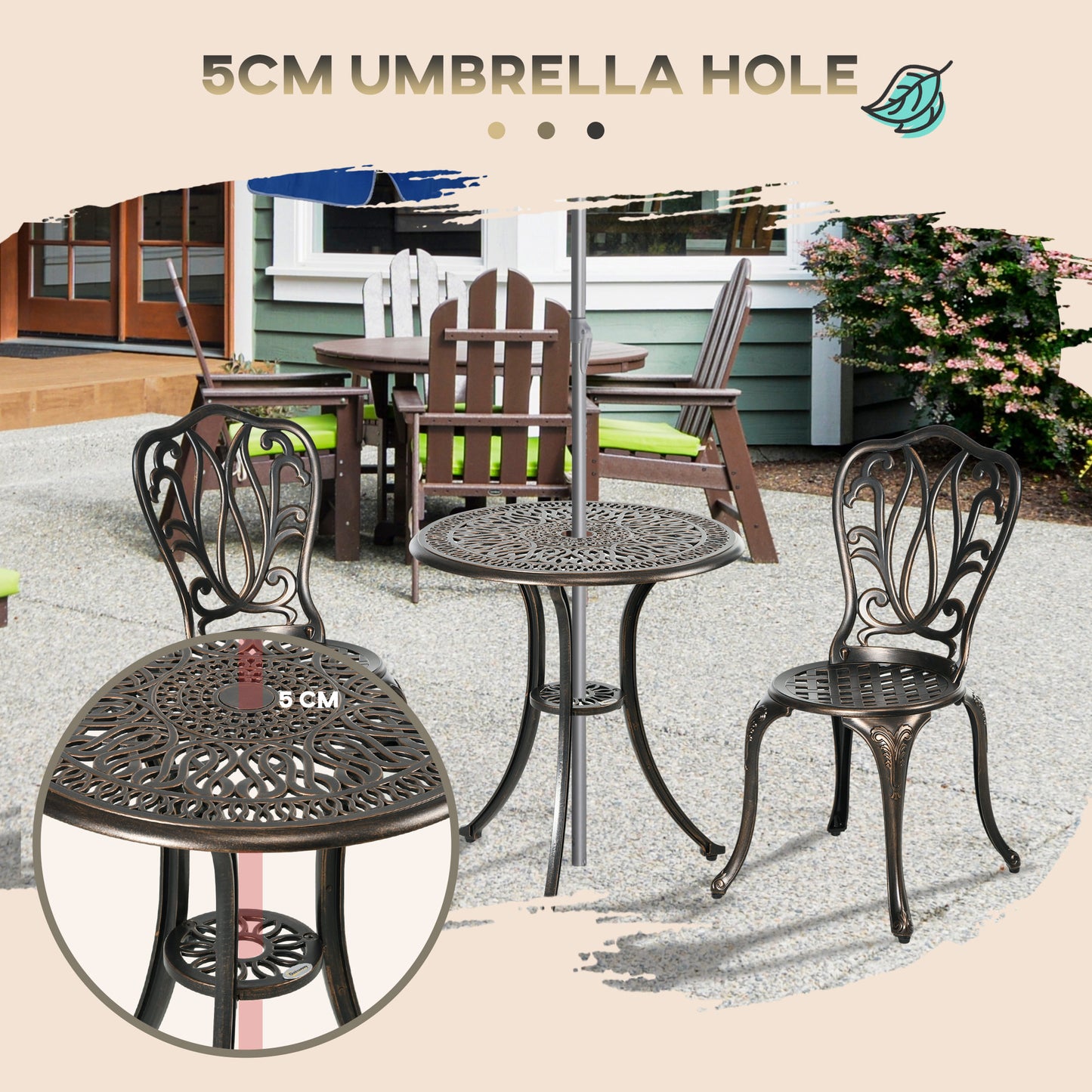 3 Piece Garden Bistro Set Aluminium Outdoor Furniture Set