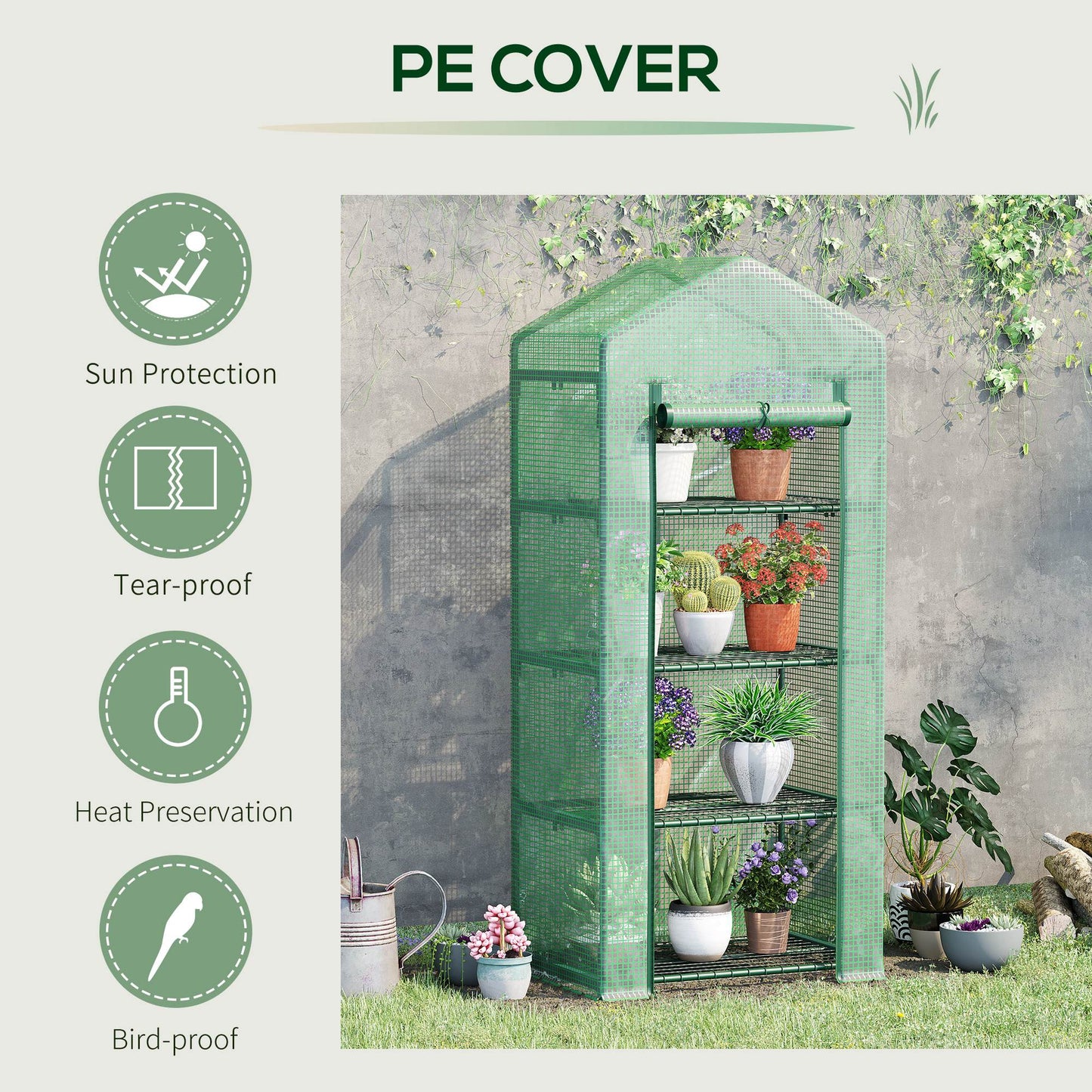4 Tier Mini Greenhouse, Portable Compact Green House