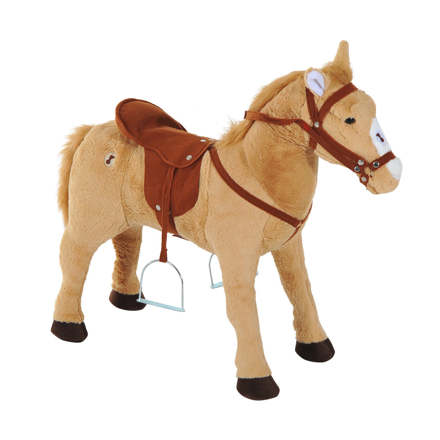 Kids Ride On Standing Horse Cuddly Toy Children Plush Soft Pony