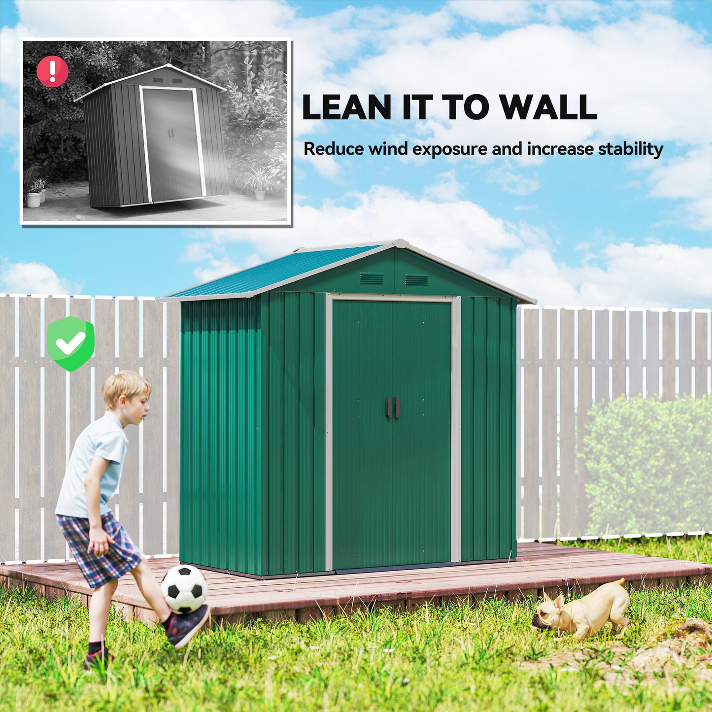 6.5ft x 3.5ft Metal Garden Storage Shed for Outdoor Tool Storage