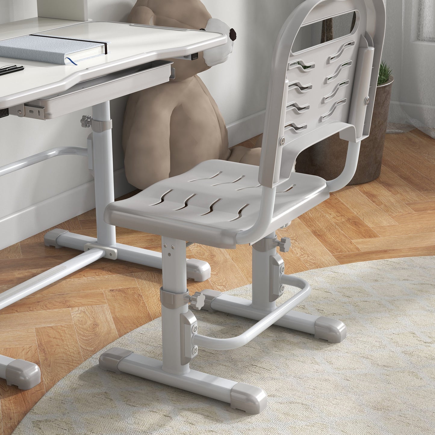 Height Adjustable Kids Study Table and Chair Set, with Drawer